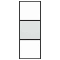 Porta Scorrevole Nera 76x205 cm in Vetro Temperato e Alluminio 155201