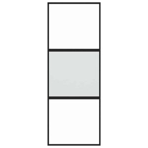 Porta Scorrevole Nera 76x205 cm in Vetro Temperato e Alluminio 155201