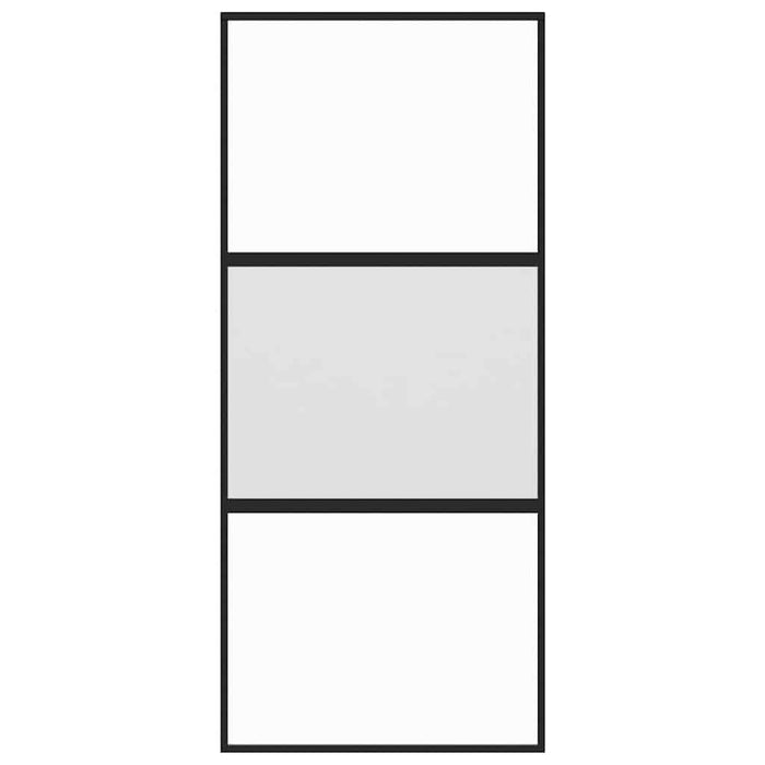 Porta Scorrevole Nera 90x205 cm in Vetro Temperato e Alluminio 155202