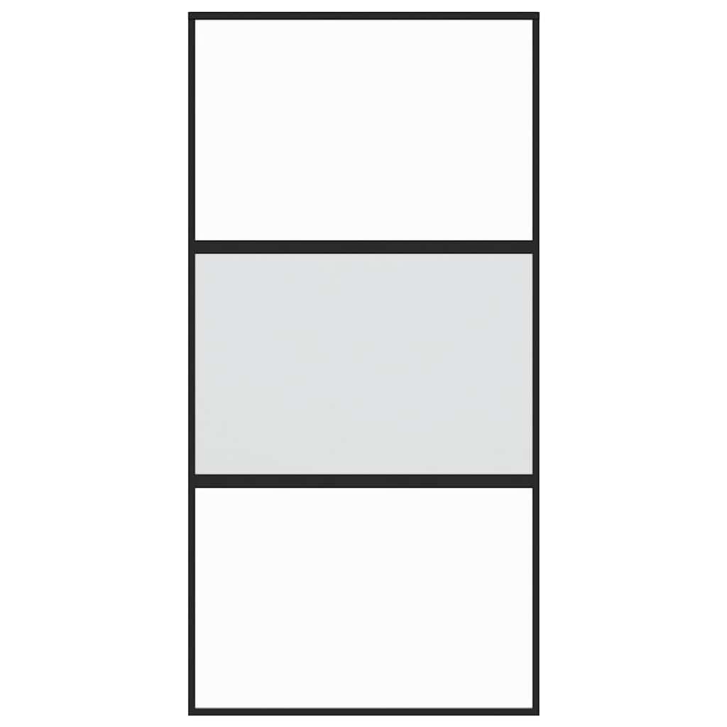Porta Scorrevole Nera 102,5x205 cm Vetro Temperato e Alluminio 155203