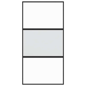 Porta Scorrevole Nera 102,5x205 cm Vetro Temperato e Alluminio 155203