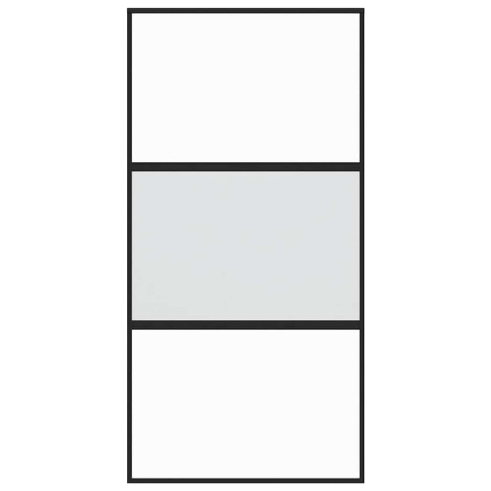 Porta Scorrevole Nera 102,5x205 cm Vetro Temperato e Alluminio 155203