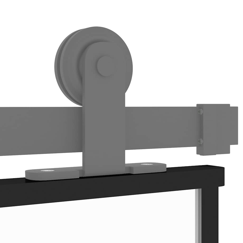 Porta Scorrevole Nera 102,5x205 cm Vetro Temperato e Alluminio 155203