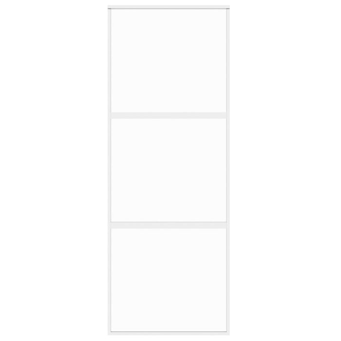 Porta Scorrevole Bianca 76x205 cm Vetro Temperato e Alluminio 155204