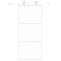 Porta Scorrevole Bianca 90x205 cm Vetro Temperato e Alluminio 155205