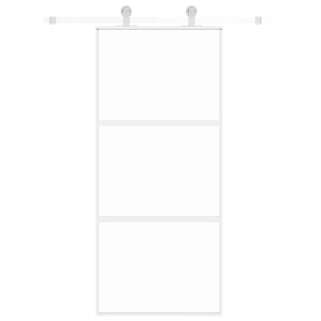 vidaXL Porta Scorrevole Bianca 90x205 cm Vetro Temperato e Alluminio