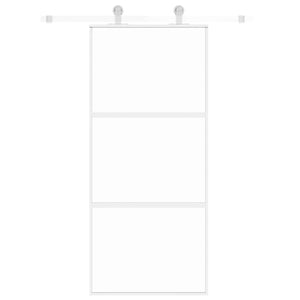 vidaXL Porta Scorrevole Bianca 90x205 cm Vetro Temperato e Alluminio