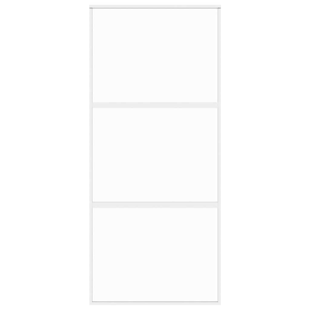 Porta Scorrevole Bianca 90x205 cm Vetro Temperato e Alluminio 155205