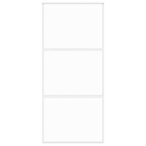 Porta Scorrevole Bianca 90x205 cm Vetro Temperato e Alluminio 155205