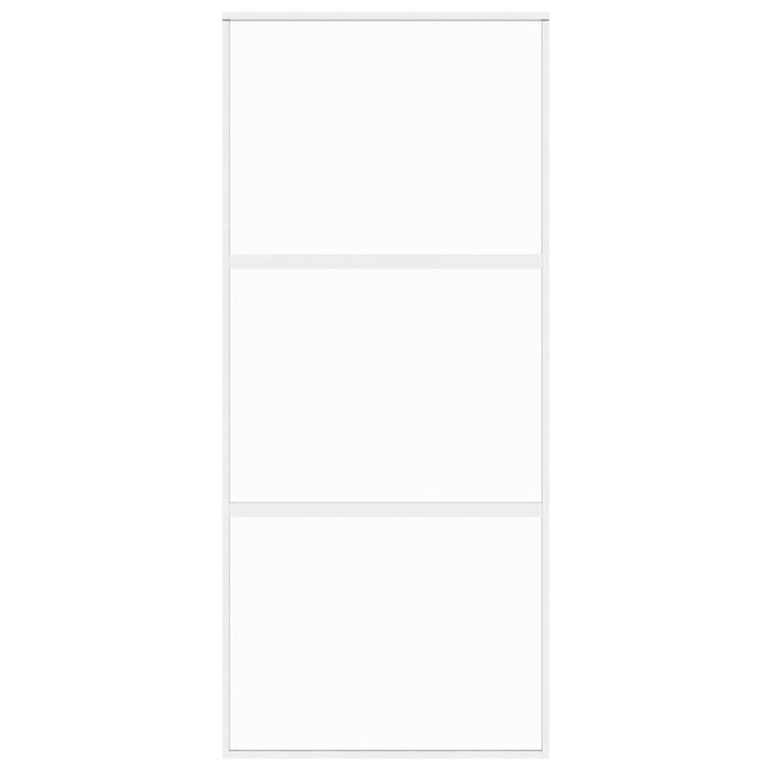 Porta Scorrevole Bianca 90x205 cm Vetro Temperato e Alluminio 155205