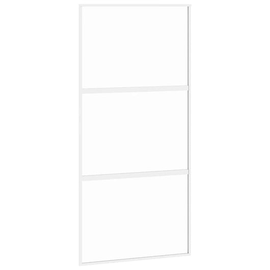 Porta Scorrevole Bianca 102,5x205cm Vetro Temperato e Alluminio 155206