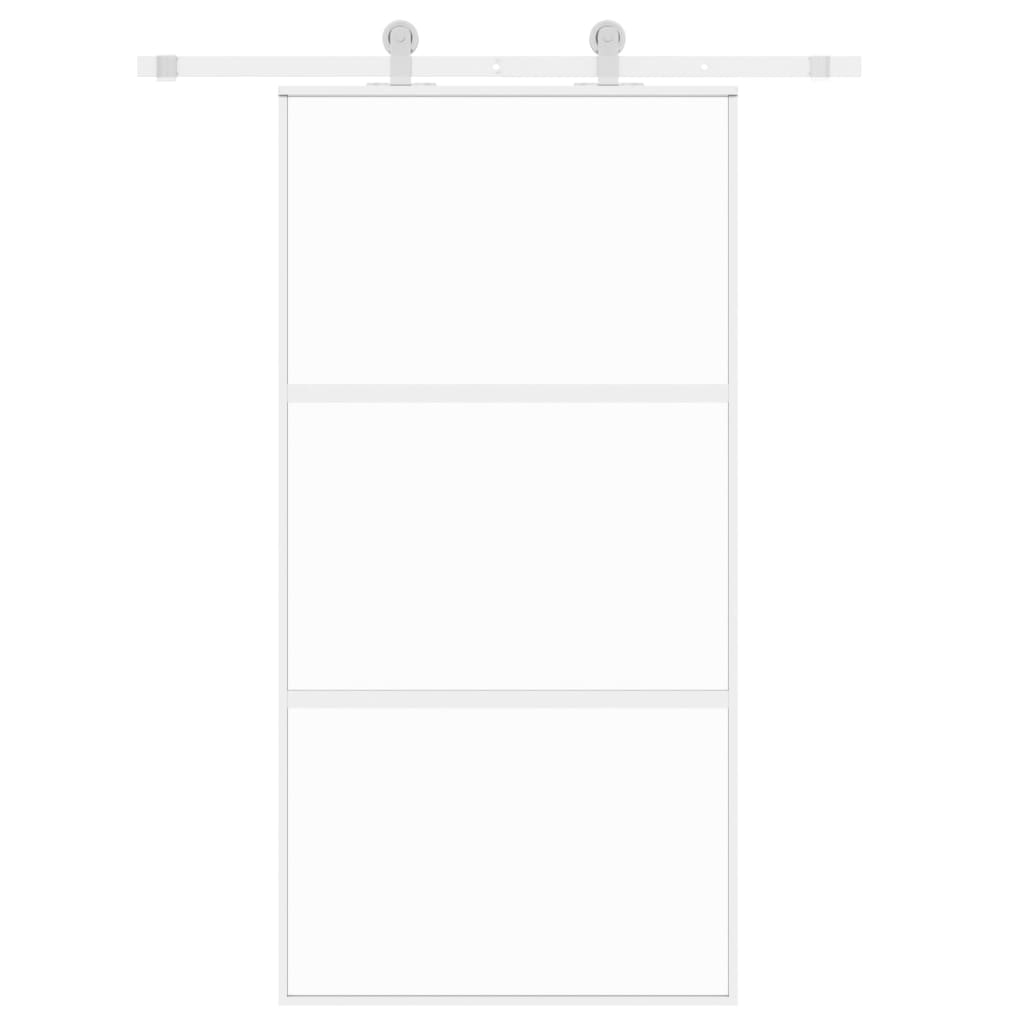 Porta Scorrevole Bianca 102,5x205cm Vetro Temperato e Alluminiocod mxl 107773
