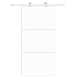 Porta Scorrevole Bianca 102,5x205cm Vetro Temperato e Alluminiocod mxl 107773