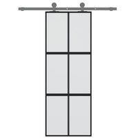 Porta Scorrevole Nera 76x205 cm in Vetro Temperato e Alluminiocod mxl 83816