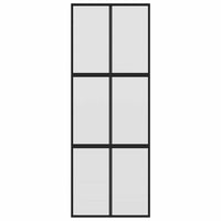 Porta Scorrevole Nera 76x205 cm in Vetro Temperato e Alluminio 155207