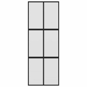 Porta Scorrevole Nera 76x205 cm in Vetro Temperato e Alluminio 155207