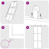 Porta Scorrevole Nera 76x205 cm in Vetro Temperato e Alluminio 155207