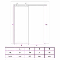 Porta Scorrevole Nera 76x205 cm in Vetro Temperato e Alluminio 155207