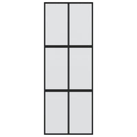 Porta Scorrevole Nera 90x205 cm in Vetro Temperato e Alluminio 155208