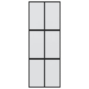 Porta Scorrevole Nera 90x205 cm in Vetro Temperato e Alluminio 155208