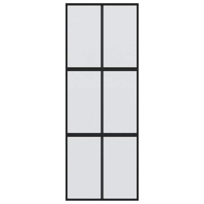 Porta Scorrevole Nera 90x205 cm in Vetro Temperato e Alluminio 155208