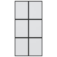 Porta Scorrevole Nera 102,5x205 cm Vetro Temperato e Alluminio