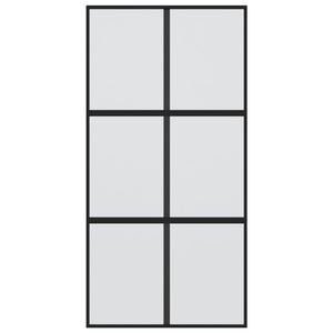 Porta Scorrevole Nera 102,5x205 cm Vetro Temperato e Alluminio