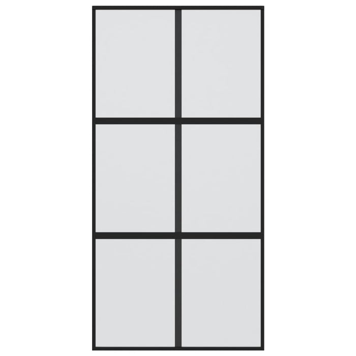 Porta Scorrevole Nera 102,5x205 cm Vetro Temperato e Alluminio