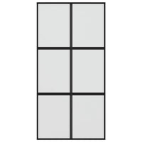 Porta Scorrevole Nera 102,5x205 cm Vetro Temperato e Alluminio 155209