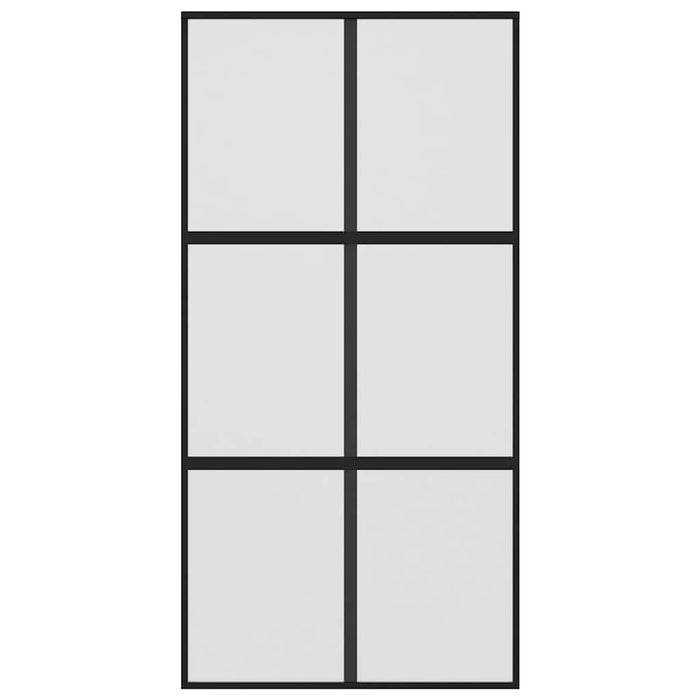 Porta Scorrevole Nera 102,5x205 cm Vetro Temperato e Alluminio 155209