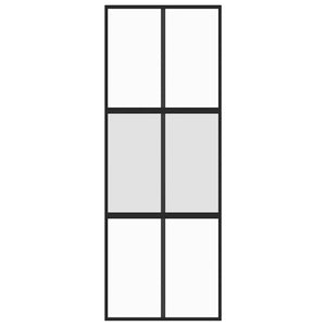 Porta Scorrevole Nera 76x205 cm in Vetro Temperato e Alluminio 155210