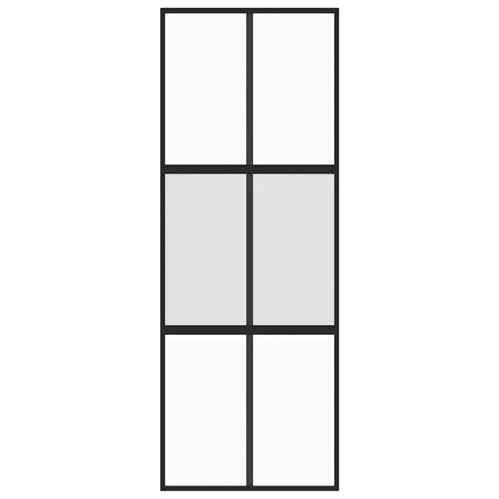 Porta Scorrevole Nera 76x205 cm in Vetro Temperato e Alluminio 155210