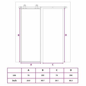 Porta Scorrevole Nera 76x205 cm in Vetro Temperato e Alluminio 155210