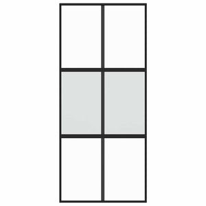 Porta Scorrevole Nera 90x205 cm in Vetro Temperato e Alluminio 155211