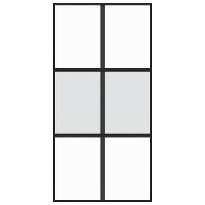 Porta Scorrevole Nera 102,5x205 cm Vetro Temperato e Alluminio 155212