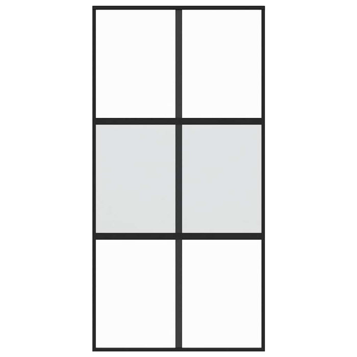 Porta Scorrevole Nera 102,5x205 cm Vetro Temperato e Alluminio 155212