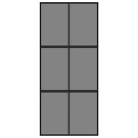 Porta Scorrevole Nera 90x205 cm in Vetro Temperato e Alluminio 155214