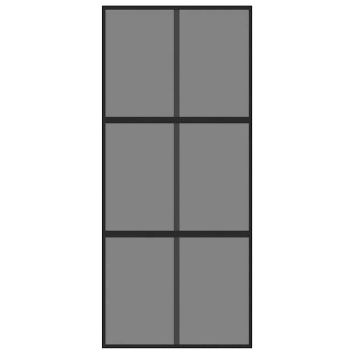 Porta Scorrevole Nera 90x205 cm in Vetro Temperato e Alluminio 155214