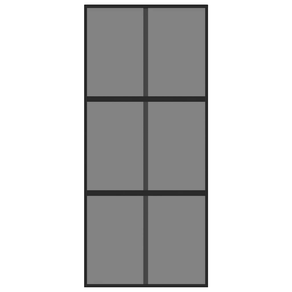 Porta Scorrevole Nera 90x205 cm in Vetro Temperato e Alluminio