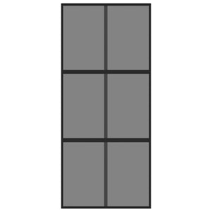 Porta Scorrevole Nera 90x205 cm in Vetro Temperato e Alluminio