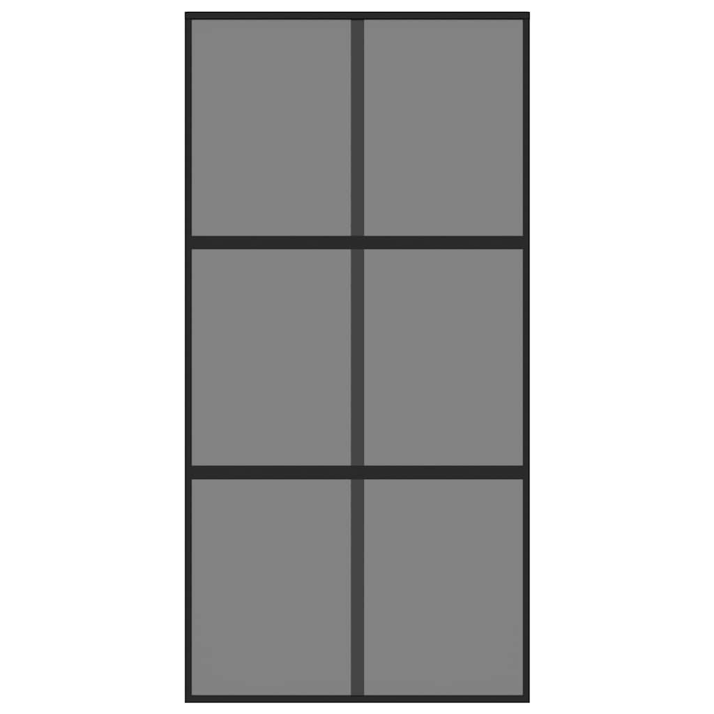 Porta Scorrevole Nera 102,5x205 cm Vetro Temperato e Alluminio 155215