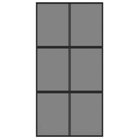 Porta Scorrevole Nera 102,5x205 cm Vetro Temperato e Alluminio 155215