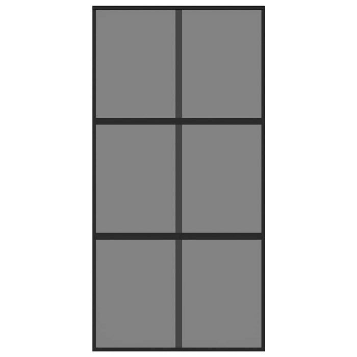 Porta Scorrevole Nera 102,5x205 cm Vetro Temperato e Alluminio 155215