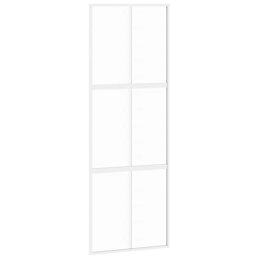 Porta Scorrevole Bianca 76x205 cm Vetro Temperato e Alluminio 155216