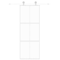 Porta Scorrevole Bianca 76x205 cm Vetro Temperato e Alluminio