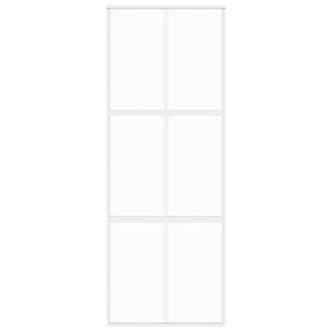 Porta Scorrevole Bianca 76x205 cm Vetro Temperato e Alluminio