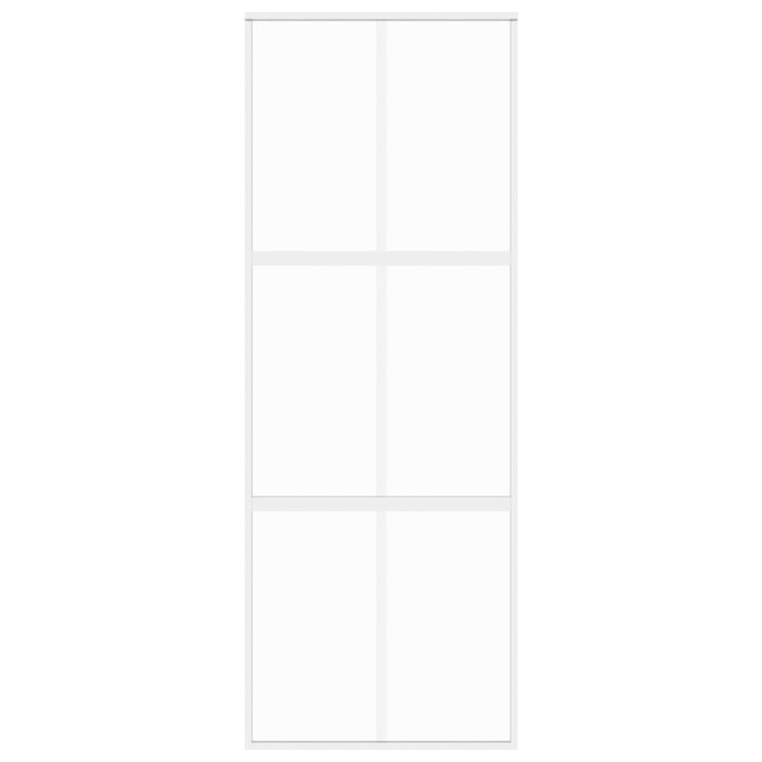 Porta Scorrevole Bianca 76x205 cm Vetro Temperato e Alluminio