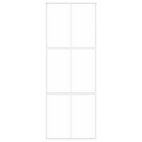 Porta Scorrevole Bianca 76x205 cm Vetro Temperato e Alluminio 155216