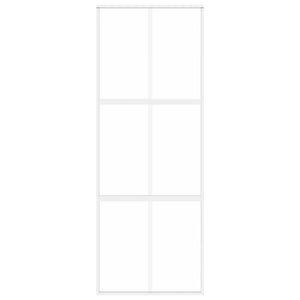 Porta Scorrevole Bianca 76x205 cm Vetro Temperato e Alluminio 155216