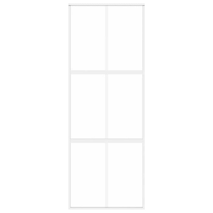 Porta Scorrevole Bianca 76x205 cm Vetro Temperato e Alluminio 155216